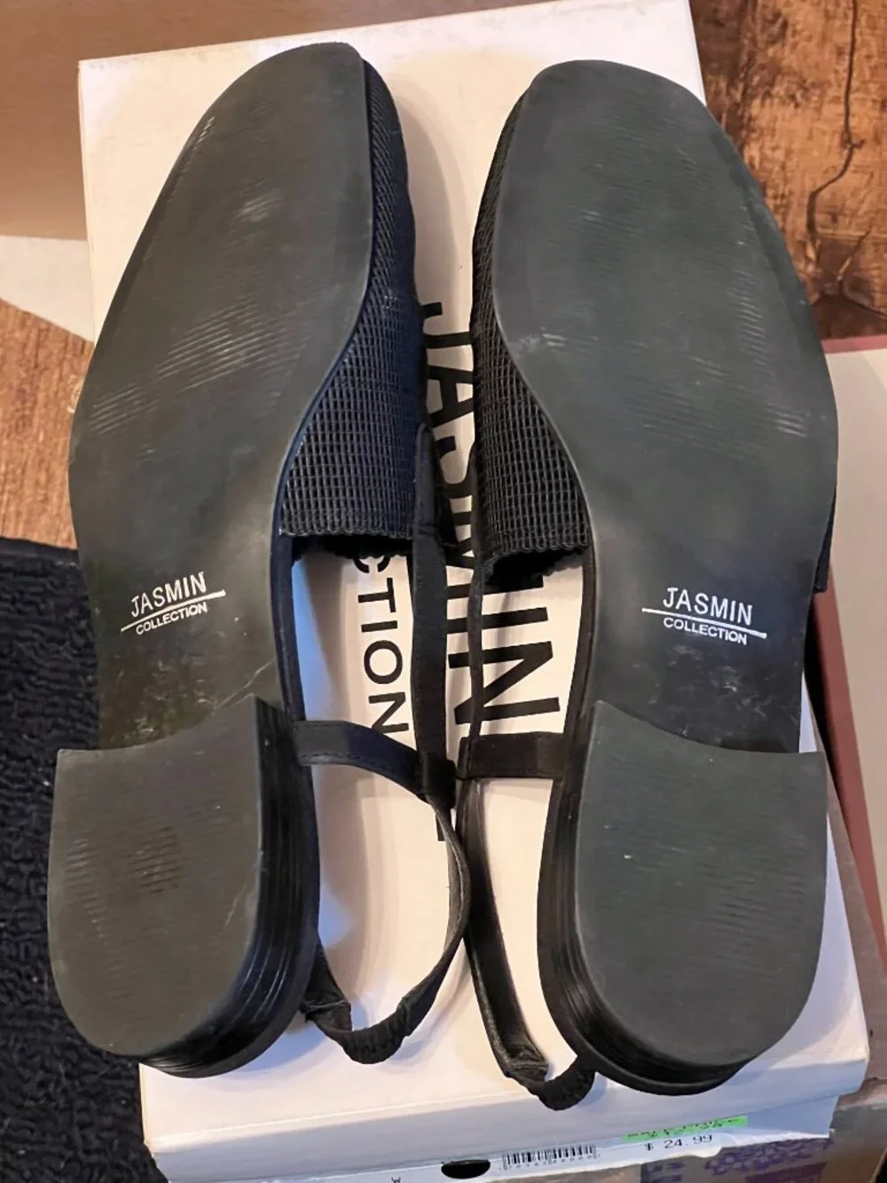 Jasmin Black Stretch Macrame Leather Sandals Size 8W